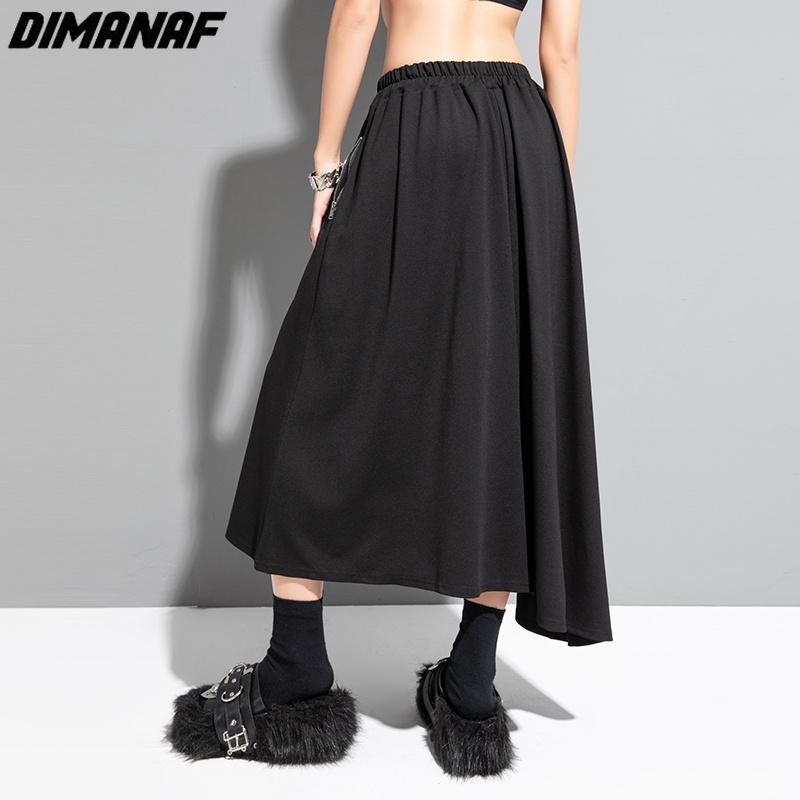 DIMANAF 2023 Летняя женская эластичная юбка Свободная повседневная женская базовая черная юбка