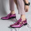 Hot Luxury Pink Mens Patent Leather Shoes Designer High Quality Pointed Chelsea Formal Shoes Man Dress Wedding Party Shoes Men