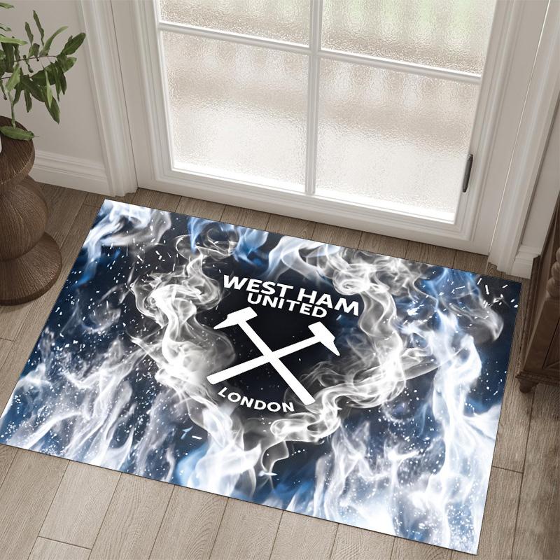 West Ham United Football Design Crystal Velvet Carpet Cozy Non?Slip Printed Rug For Bedroom Living Room Entrance