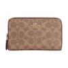 New Id Zip Wallet Coated Canvas Wallet Medium Size Women's Gold & Tawny & Brown CW781-IMXHE