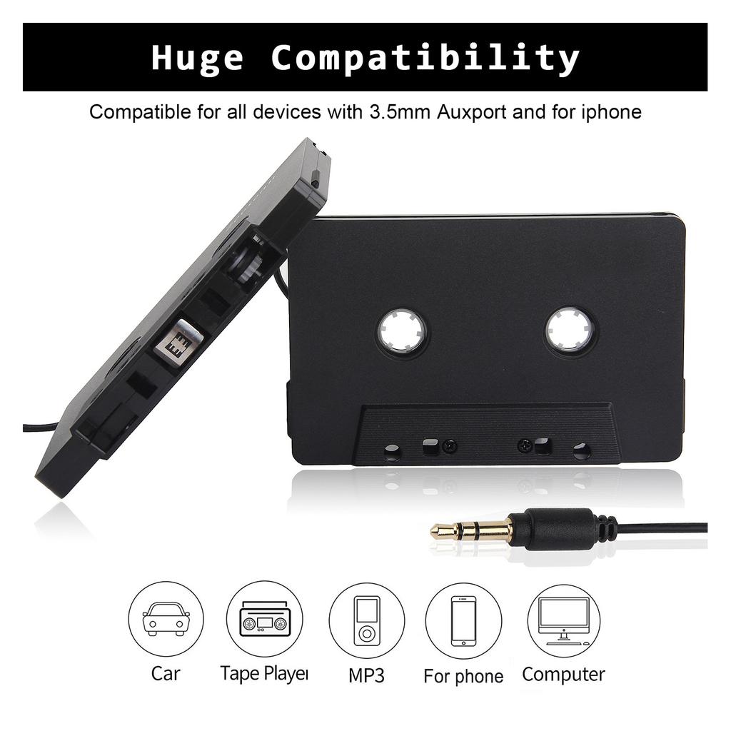 Car Cassette Aux Adapter Aux Cord Cassette Adapter Design 3.5mm Headphone Jack for Tablets for Phones for Car Speaker