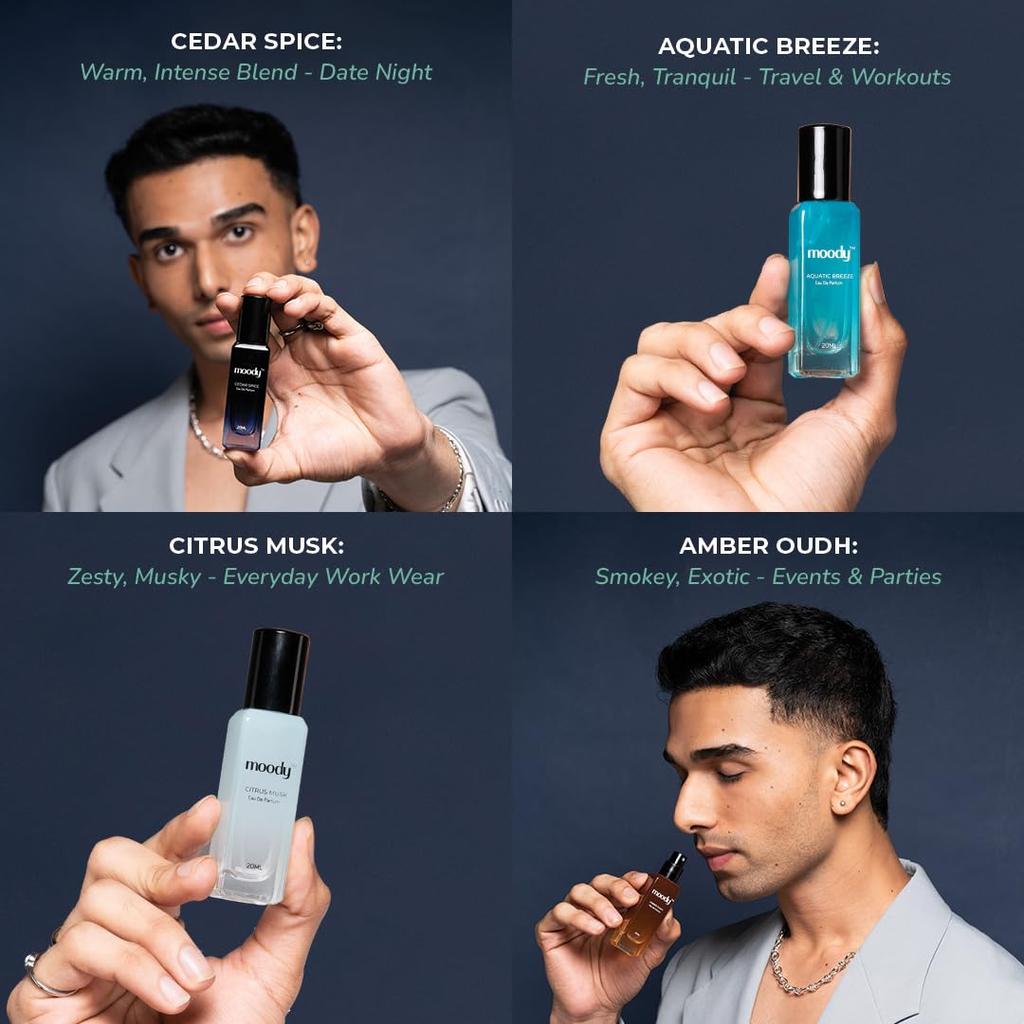 Подарочный набор духов премиум-класса для мужчин| Комбо-пакет 4x20 мл | Аромат на весь день | Стойкий аромат | Роскошная подарочная коробка для него | Упаковка из 4 шт. | Дорожный размер