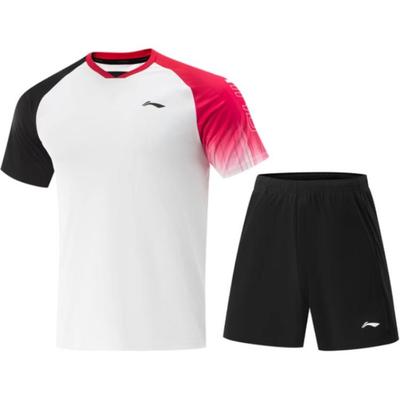 Серия для настольного тенниса Li Ning Быстросохнущий Дышащий Удобный Универсальный Повседневный Спортивный костюм Мужские костюмы Белый Черный AATV069-2