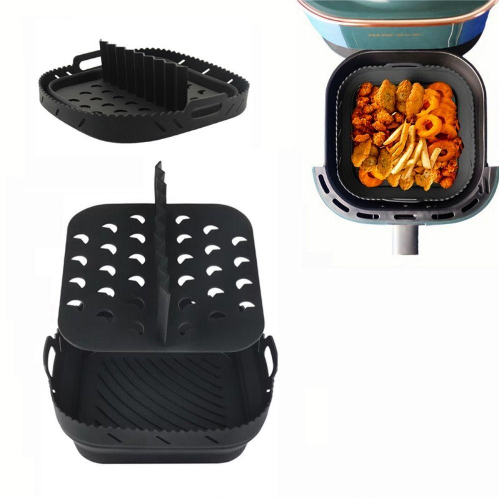 Foldable Air Fryer Silicone Pot Round/Square Fryer Baking Tray Oven Accessories