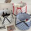 Bow Decor Storage Basket Polka Dot Car Organizer Basket Cute Car Storage Bin  Toy Sorting