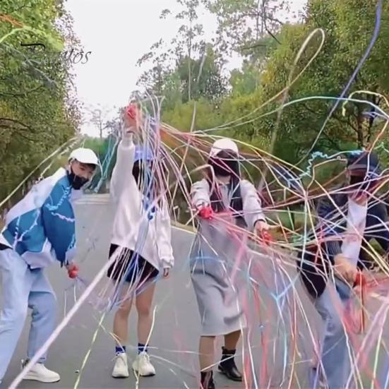 5Pcs Hand Throw Confetti Streamers Vibrant Color Birthday Wedding Colorful Ribbons Streamers Graduation Party Favors