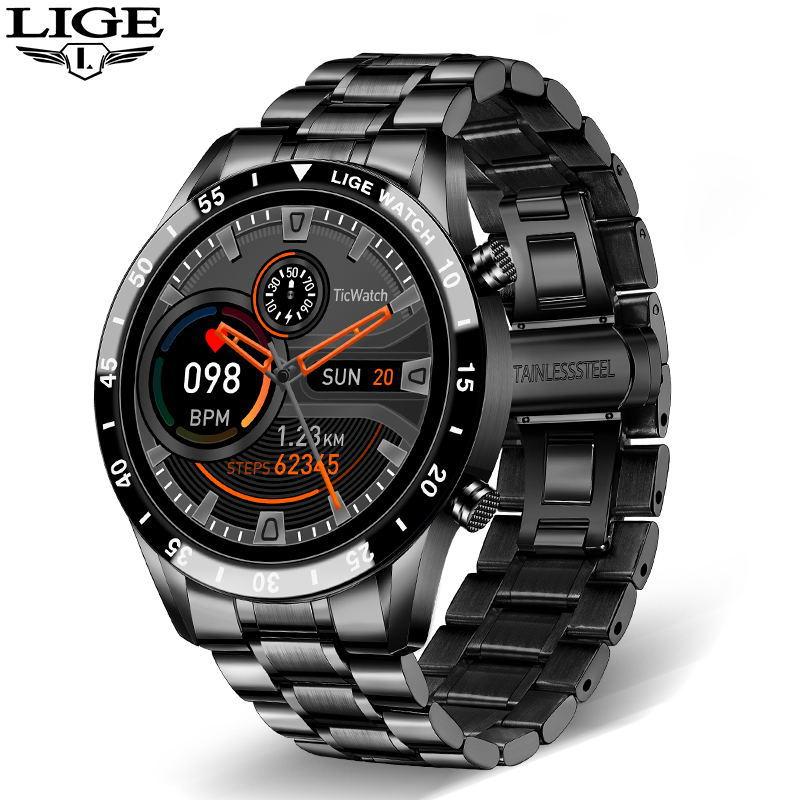 LIGE Smart Watch Bluetooth Call Blood Pressure Heart Rate Monitor Pedometer Waterproof Fitness Tracker Black