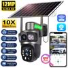 LS VISION Solar Outdoor Surveillance Camera WiFi  6K Wireless 10X Zoom Three Lens 12MP 360 Cameras Auto Tracking CCTV IP Security Cam V380