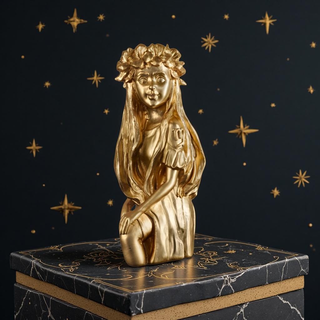 Creative Constellation Statues 12 Zodiac Sign Virgo Gold Girl Figurine Nordic Indoor Desktop Bookshelf Ornament Birthday Gifts