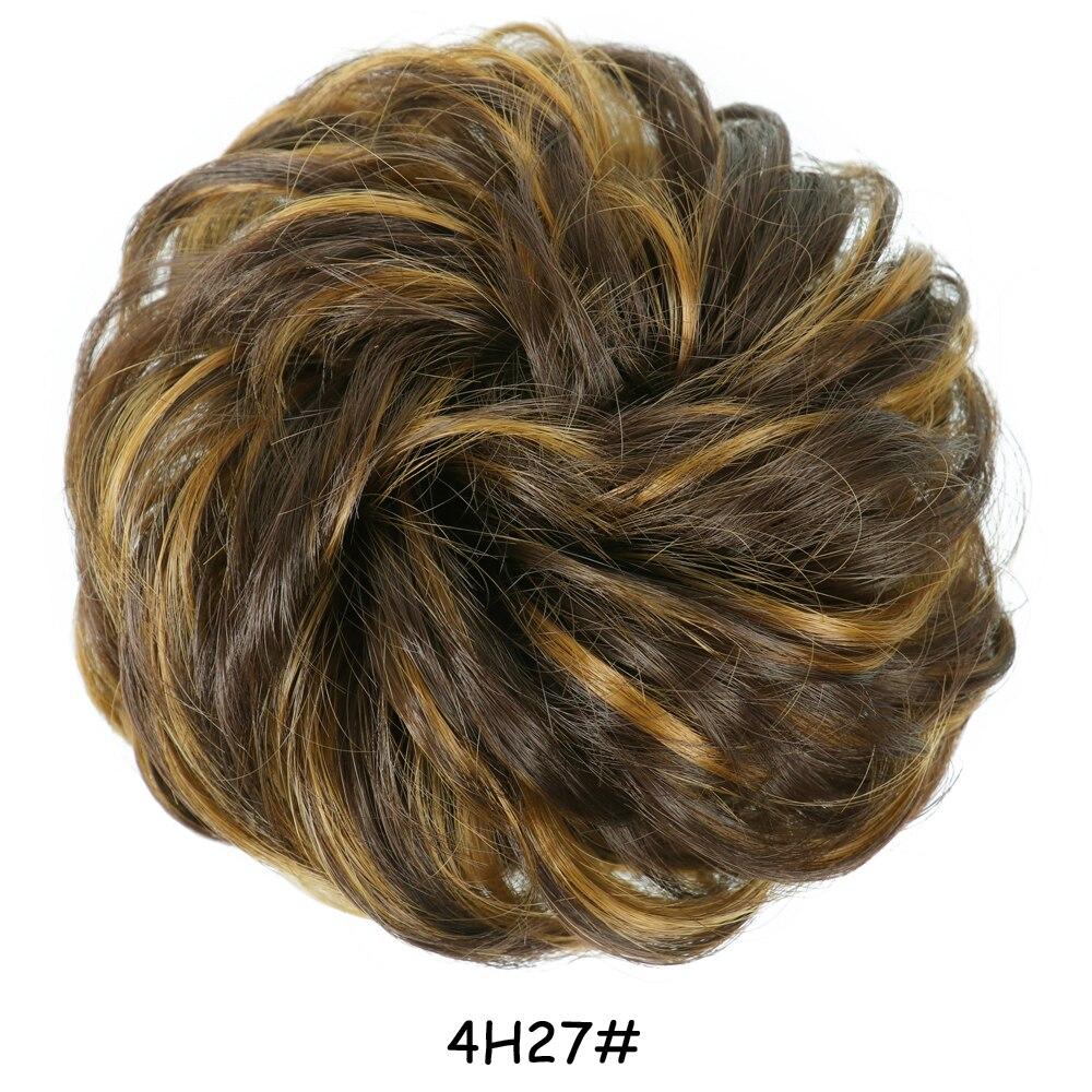 MISS WIG Women Messy Chignon Donut Hair Bun Fake Hair Elastic Chignon Synthetic Fiber Hairpiece Gray Black Brown Color