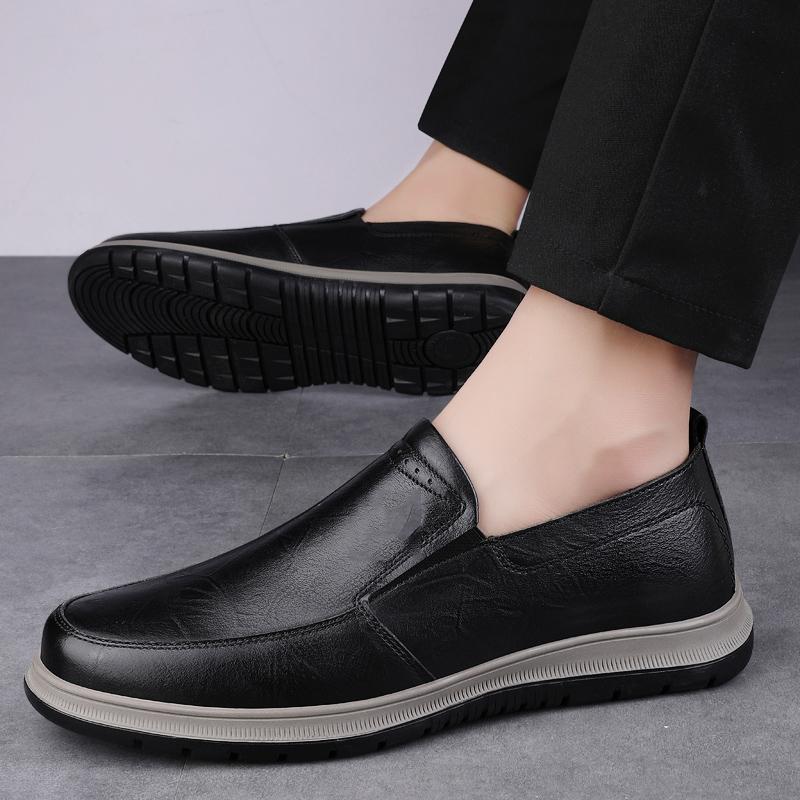 Best Seller Mens Comfortable Slip-on Genuine Leather Loafers Casual Shoes Soft Lining Rubber Outsole for Business Office Wedding