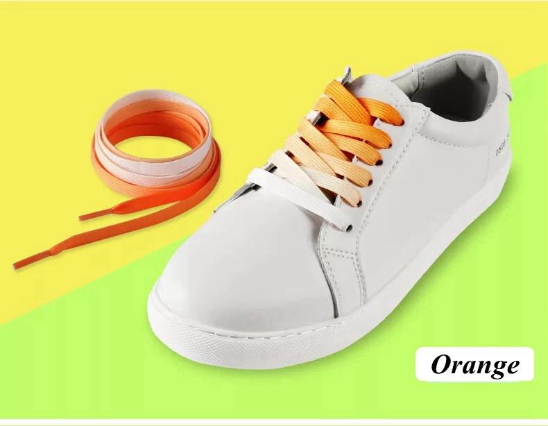 Цветные плоские шнурки Конфетный градиент Радужные шнурки Детские Взрослые Холщовые шнурки для обуви Походные ботинки Шелковые шнурки для вечеринки 1 пара