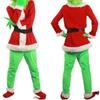 Рождественские зеленые костюмы - Детские пушистые рождественские костюмы для косплея, комплекты нарядов Санты