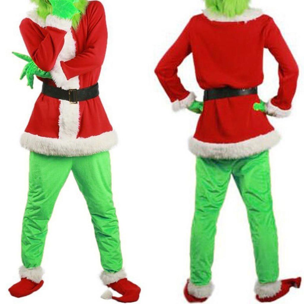 Рождественские зеленые костюмы - Детские пушистые рождественские костюмы для косплея, комплекты нарядов Санты