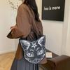 New Women's Bag Dark Cat Oblique Span Bag Fashion Trendy Handbag Punk Style Cat Face Halloween Women's Bag