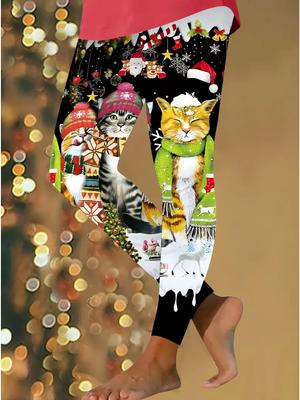 Женские рождественские леггинсы для йоги с эластичными принтами, фитнес, бег, спортзал, активные штаны