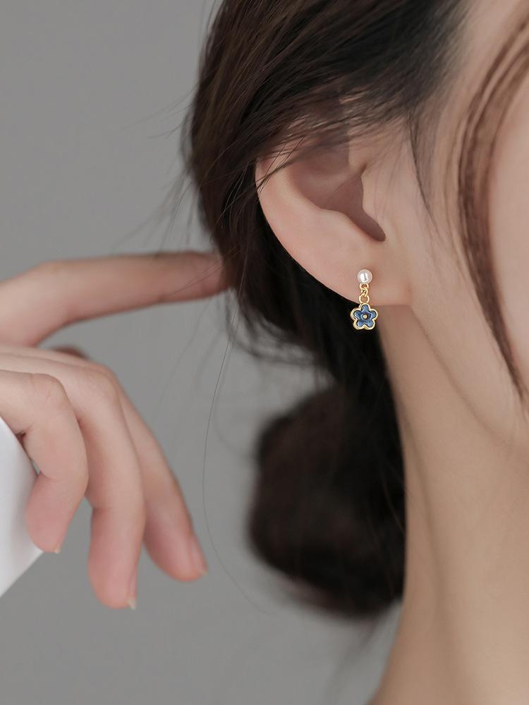 925 Silver Flower Stud Earrings Women Cute Sweet Jewelry Accessories Simple Jewelry Accessories