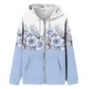 Женские толстовки на молнии для девочек-подростков, свитшот с цветочным принтом, одежда, повседневная куртка на шнурке с карманами