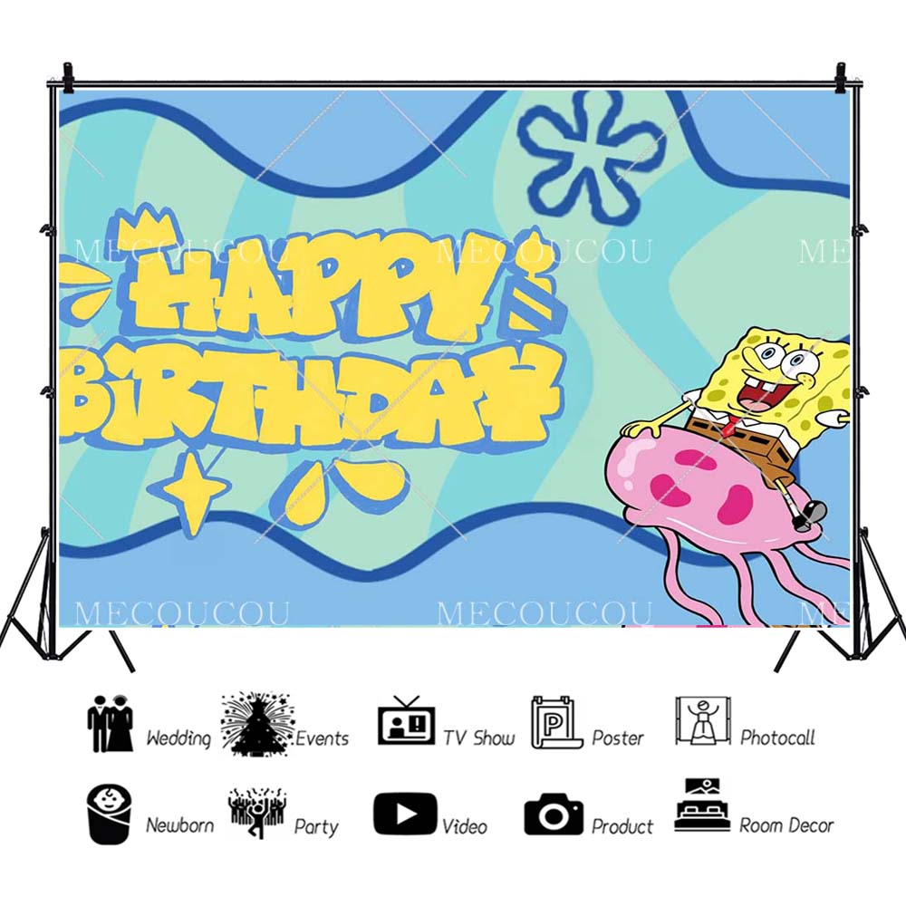 SpongeBob SquarePants Patrick Star Theme Photography Backdrop Background Kids Birthday Party Baby Shower Photo Custom Decoration