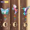 Colorful Purple Gold Crystal Pendant Garden Suncatcher Wind Chimes Crystal Chain Rainbow Prism for Home Window Party Decoration