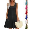 Womens Summer Dresses Loose U Neck Sleeveless Sundresses Dress With Pockets