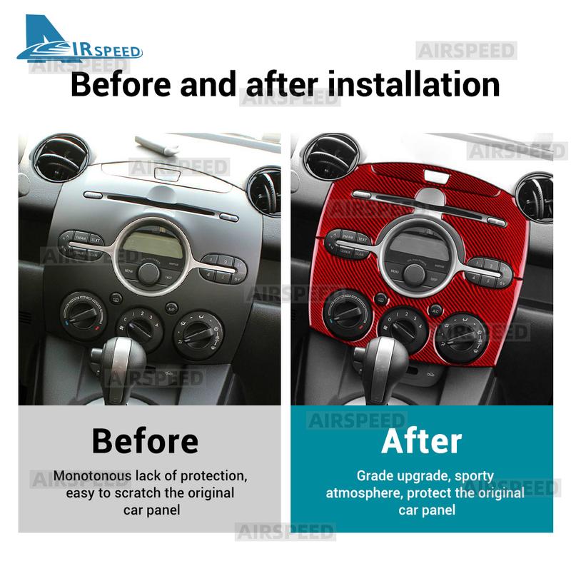 Для Mazda 2 DE 2008 2009 2010 2011 2012 2013 2014 Настоящая наклейка из мягкого углеродного волокна Рамка отделки центральной консоли автомобиля LHD RHD
