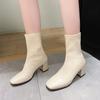 Footwear Elegant Heeled Ladies Boots Half High Shoes For Women Heels Mid Calf White Sale Stylish Offer Gothic New In On Pu