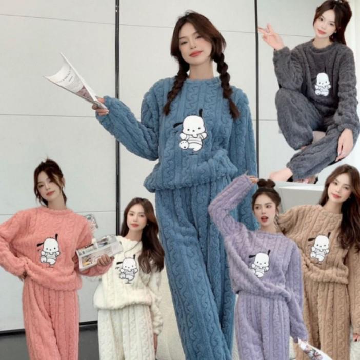 Женский утолщенный фланелевый пижамный комплект из кораллового флиса на осень/зиму 2025 с длинным кардиганом, больших размеров, теплая домашняя одежда.