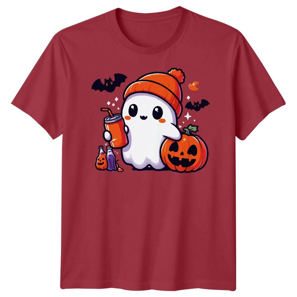 Halloween TShirt Ghost Pumpkin Iced Coffee Spooky Graphic Adults Kids Tee