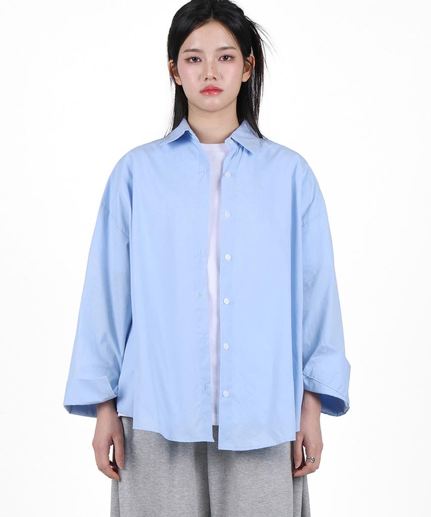 FOR THE FIT Oversized Cotton Shirt_Sky Blue