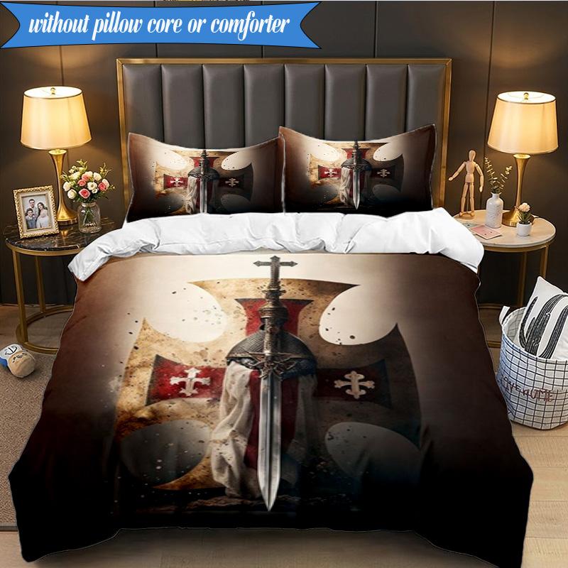 Knightly Crusader Armor 3pcs K-pop music group Bedding set,Ideal for Bedroom, Dormitory,Including Duvet Cover And 2pcs Pillowcases,Fan gifts