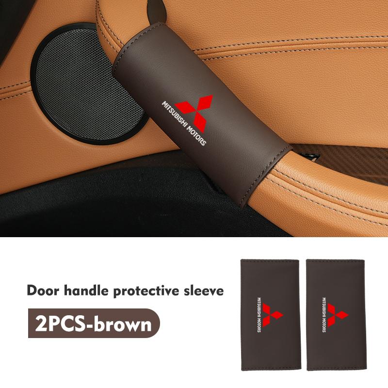cxumpj1 Car Door Handle Leather Auto Protective Case Cover For Mitsubishi Lancer ASX Pajero Mirage Attrage Xpander Outlander