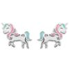 [R7465] - Silver Multicolor 'Licorne My Unicorn' Silver Earrings (rhodium)  - 10x10mm