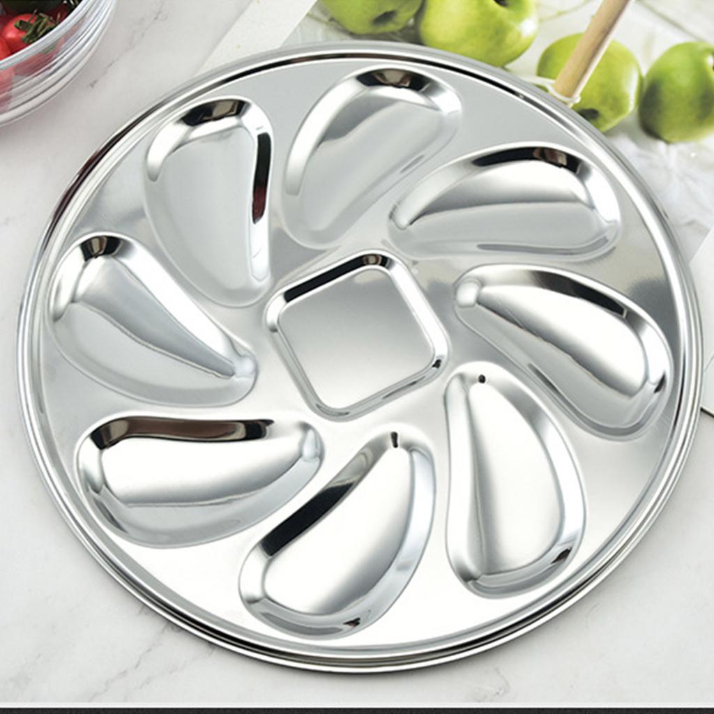 8 слотов Большая тарелка Прочная устричная тарелка Элегантный сервировочный поднос Материал из нержавеющей стали Подходит для дома и ресторанов