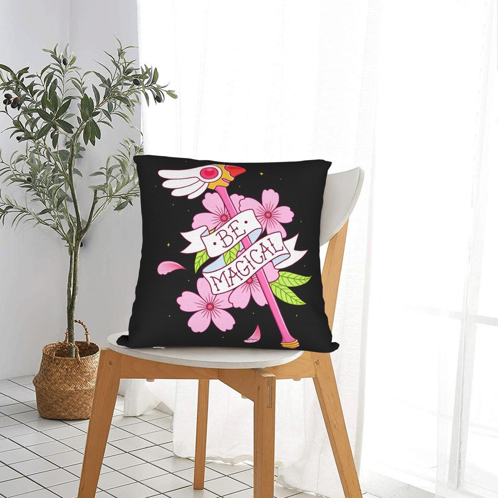 Sakura Magical Cartoon Anime Pillow Case Design Pillow Cover For Office Car Home Decor Cute Funny Pillowcases