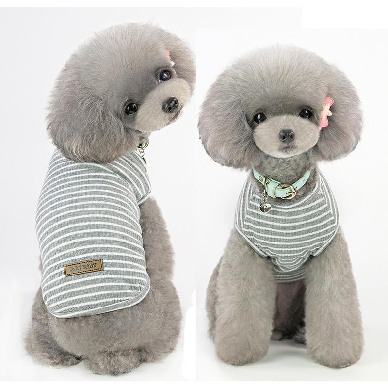 Comfortable Striped Dog Cat T-Shirt Polyester Cotton Blend Breathable Classic Design Spring/Summer/Fall 5 Colors Available Hand