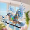 2D Pretty Bird Stained Window Hanging Bird Art Pendant For Kitchen Livingroom Crystal Bluebird Ornament