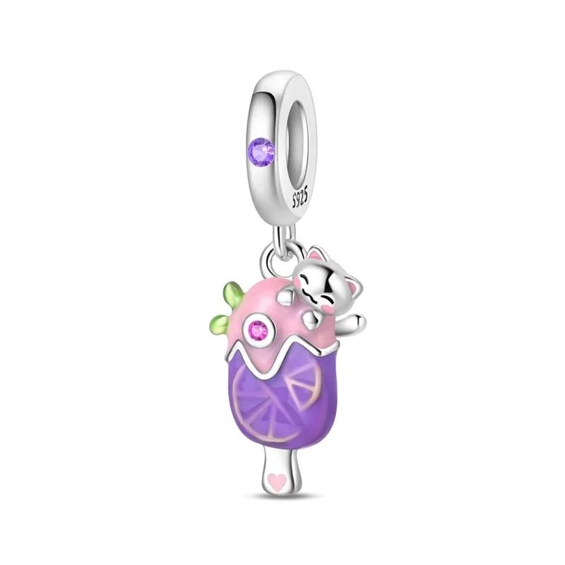 Ice Cream Charms Copper Cartoon Cute Cake Fruit Candy Pendant Beads Necklace Diy Bracelet Present Jewellery Gift