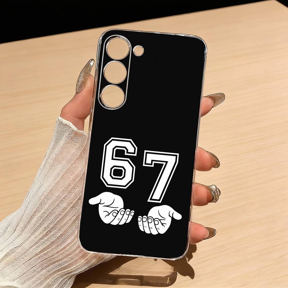 67 Six Seven Phone Case For Samsung S25,S24,S21,S22,S23,S30,Ultra,S20,Plus,Fe,Lite Transparent Cover
