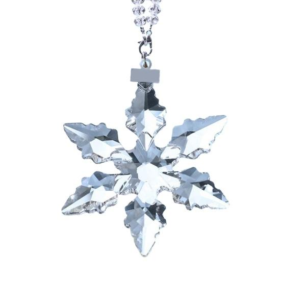Faux Crystal Snowflake Ornament Sparkly Clear Faceted Snowflake Christmas Tree Ornament for Winter Wonderland Decoration Holiday Party Favors