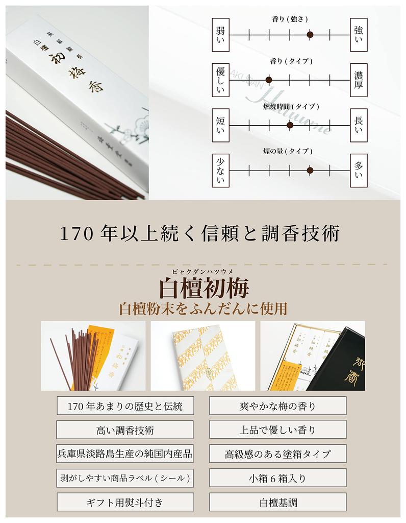 With Lotus Umekundo Byakudan Hatsume 6 Boxes of Sandalwood That Calms the Perfect Gift Incense for a Loved Made In Awaji Baikundo Gift Before the
