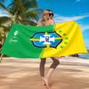 Brazilian Football Crest Printed Microfiber Beach Towel, Soft And Absorbent, Quick-Dry, Ideal for Summer Travel, Beach Essential, Swimming Pool
