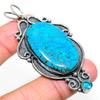Tibetan Turquoise, Blue Topaz 925 Sterling Silver Pendant 2.92" P5a51