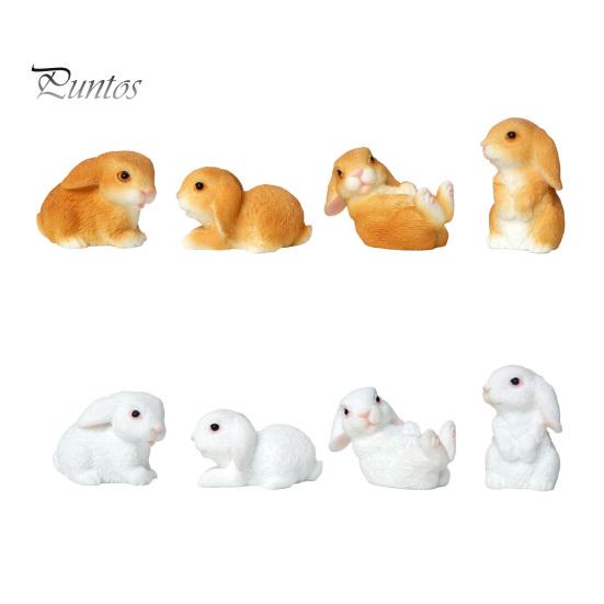 4 шт. Мини-статуэтки кроликов, миниатюрные фигурки кроликов из смолы, пасхальный декор, скульптуры кроликов для поделок своими руками, сад фей, весенний декор стола