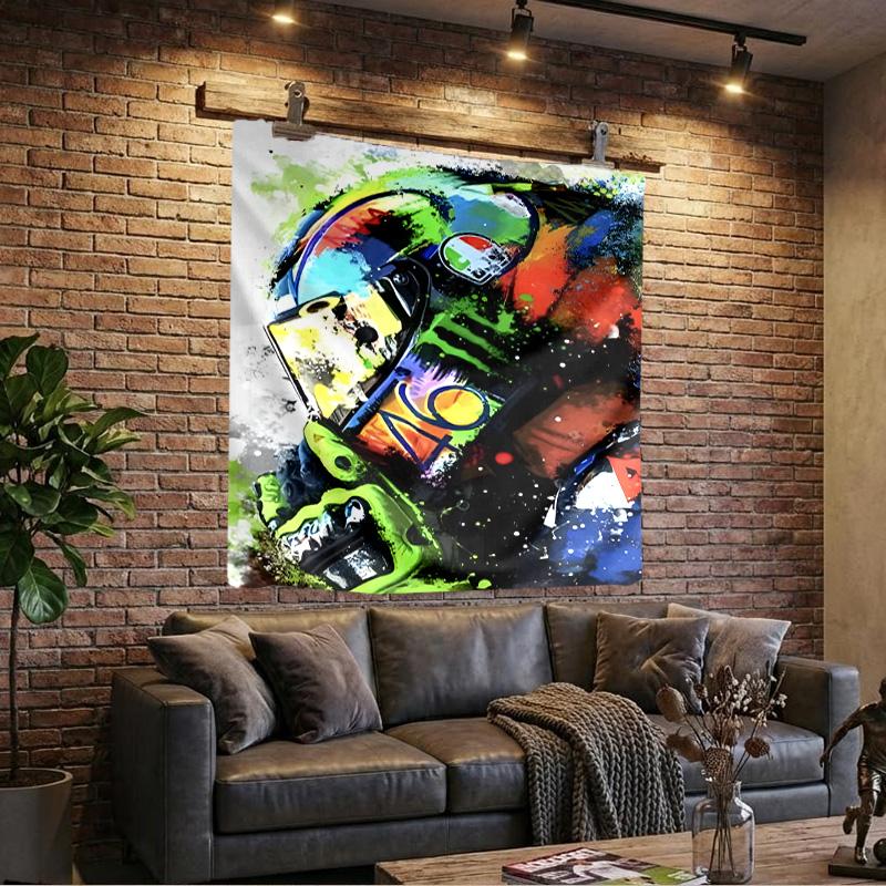 Rider Speeding Through Neon Lights Printed Tapestry, Wall Hanging,Livingroom, dormitory, Large Wall Decor, Fabric Decor Fan Birthday Gifts