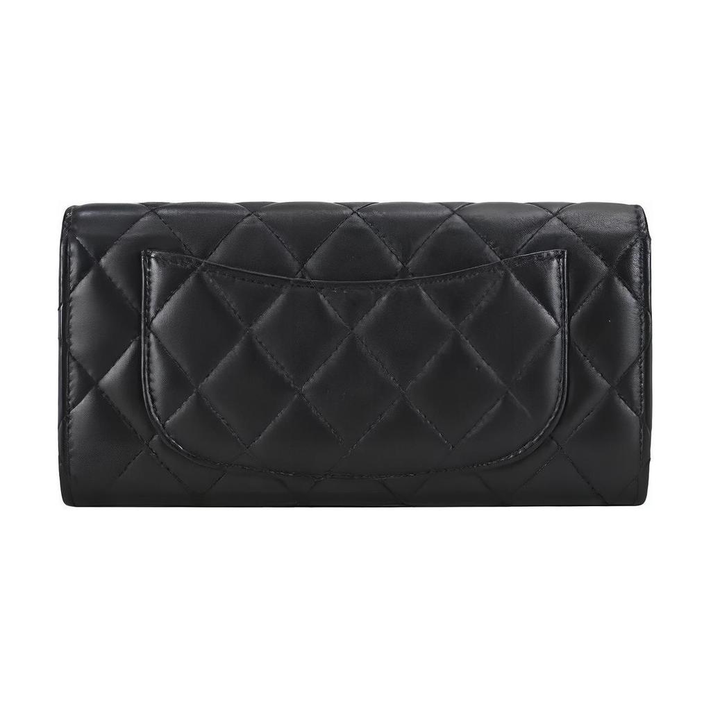 Chanel Gold Buckle Quilted Long Lambskin Wallet Women wallet Black AP0241-Y01295-C3906