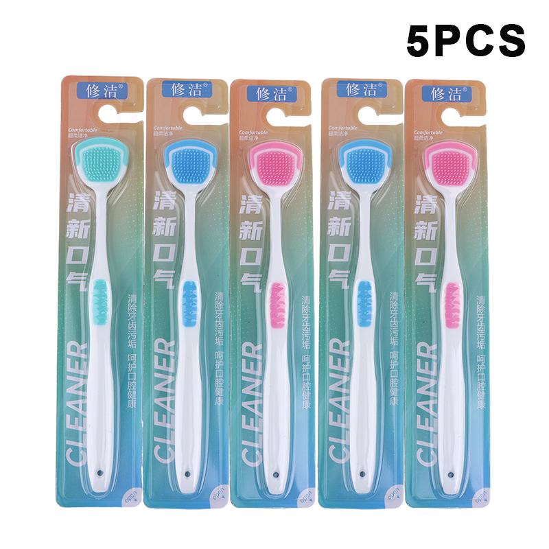 1/5 Pcs Tongue Scraper Oral Cleaner Brush Soft Silicone Cleaning Tongue Toothbrush Mouth Fresh Breath Scraping Hygiene Care Tools