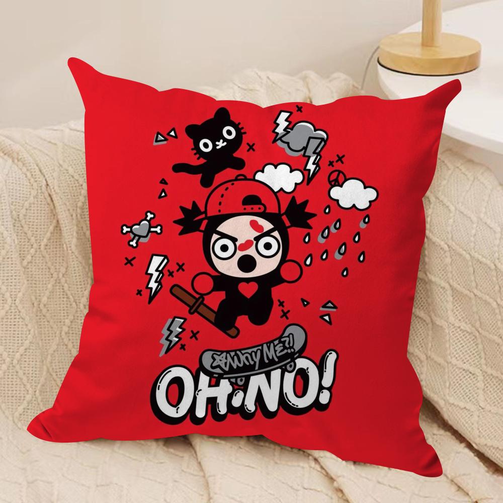 Кавайная аниме наволочка P-Pucca, шелковистый короткий плюш, двусторонняя печать, наволочка для подушки на диван, для всех сезонов, декор для дома, подарок