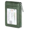 Green Leather Wallet for Men I Full Zip Closure Card Holder Wallet I External Slip Pocket I Coin Pocket