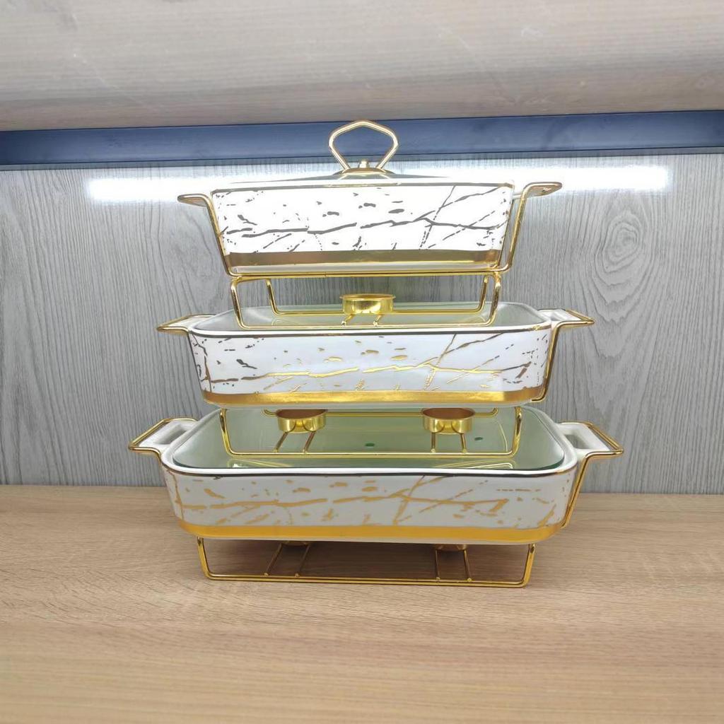 Керамический поднос Nordic с двумя ушками: Легкая роскошная посуда для выпечки, подогрева свечей или подачи супов и сухих блюд.